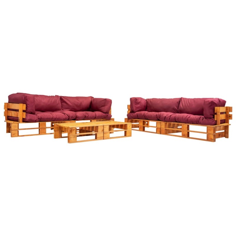 vidaXL 6-tlg. Garten-Lounge-Set aus Paletten mit Roten Kissen Holz vidaXL 6-tlg. Garten-Lounge-Set aus Paletten mit Roten Kissen Holz