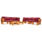 vidaXL 6-tlg. Garten-Lounge-Set aus Paletten mit Roten Kissen Holz vidaXL 6-tlg. Garten-Lounge-Set aus Paletten mit Roten Kissen Holz