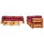 vidaXL 6-tlg. Garten-Lounge-Set aus Paletten mit Roten Kissen Holz vidaXL 6-tlg. Garten-Lounge-Set aus Paletten mit Roten Kissen Holz