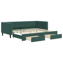 vidaXL Tagesbett Ausziehbar mit Schubladen Dunkelgrün 90x200 cm Samt