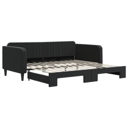 vidaXL Tagesbett Ausziehbar Schwarz 100x200 cm Samt