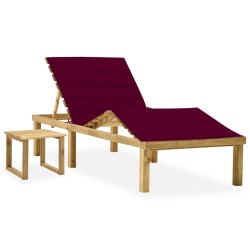 vidaXL Garten-Sonnenliege mit Tisch und Auflage Kiefer Imprägniert