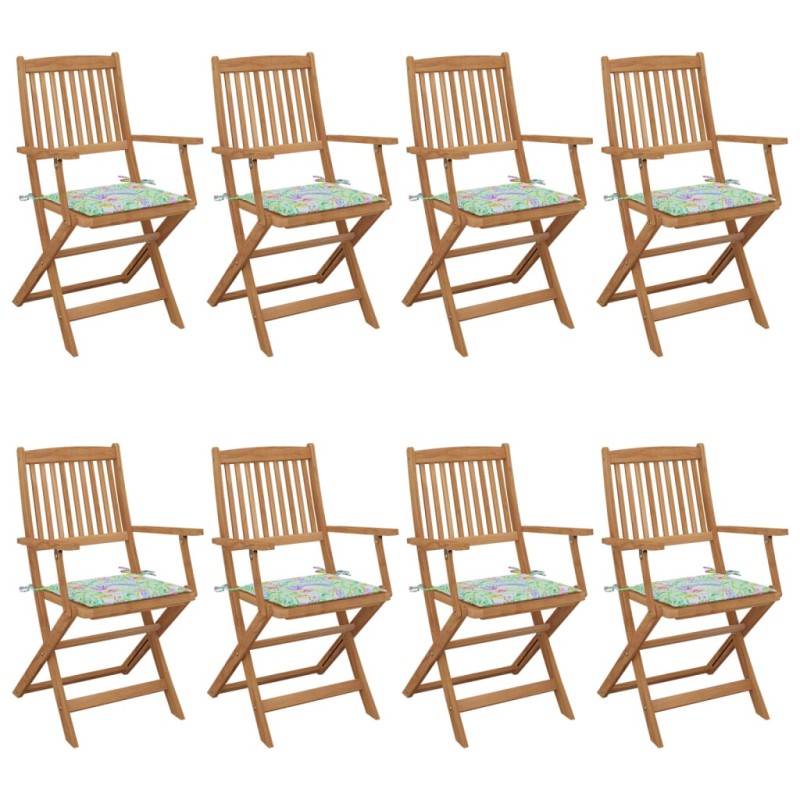 vidaXL Klappbare Gartenstühle 8 Stk. mit Kissen Massivholz Akazie vidaXL Klappbare Gartenstühle 8 Stk. mit Kissen Massivholz Akazie