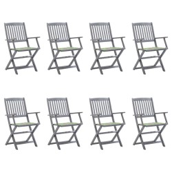 vidaXL Klappbare Gartenstühle 8 Stk. mit Kissen Massivholz Akazie