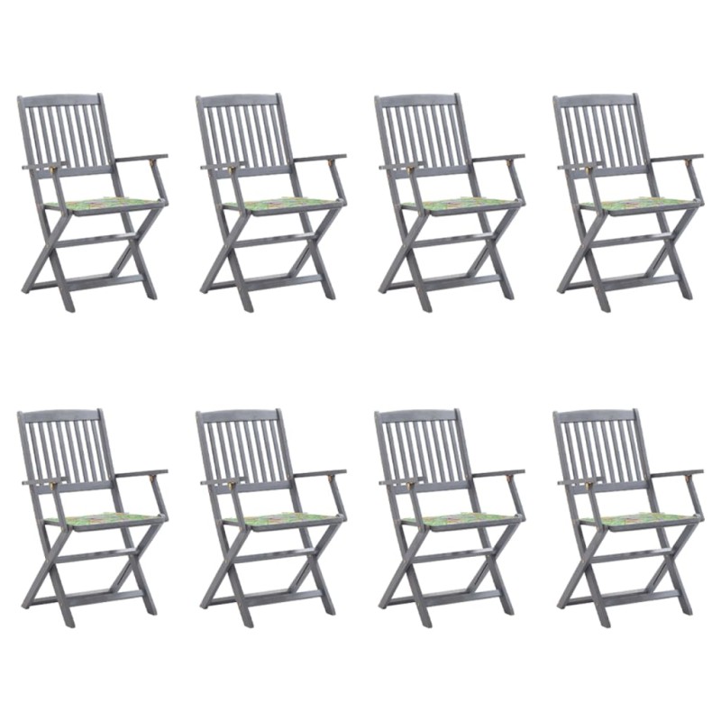 vidaXL Klappbare Gartenstühle 8 Stk. mit Kissen Massivholz Akazie vidaXL Klappbare Gartenstühle 8 Stk. mit Kissen Massivholz Akazie