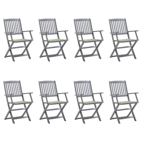 vidaXL Klappbare Gartenstühle 8 Stk. mit Kissen Massivholz Akazie