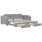 vidaXL Tagesbett Ausziehbar mit Schubladen Hellgrau 100x200 cm Stoff vidaXL Tagesbett Ausziehbar mit Schubladen Hellgrau 100x200 cm Stoff