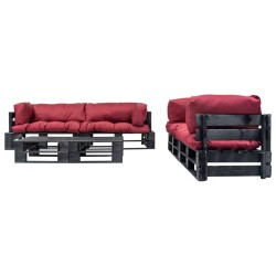 vidaXL 6-tlg. Garten-Lounge-Set aus Paletten mit Roten Kissen Holz