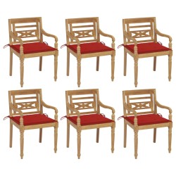 vidaXL Batavia-Stühle mit Kissen 6 Stk. Massivholz Teak