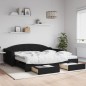 vidaXL Tagesbett Ausziehbar mit Schubladen Schwarz 100x200 cm Stoff vidaXL Tagesbett Ausziehbar mit Schubladen Schwarz 100x200 cm Stoff