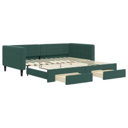 vidaXL Tagesbett Ausziehbar mit Schubladen Dunkelgrün 100x200 cm Samt