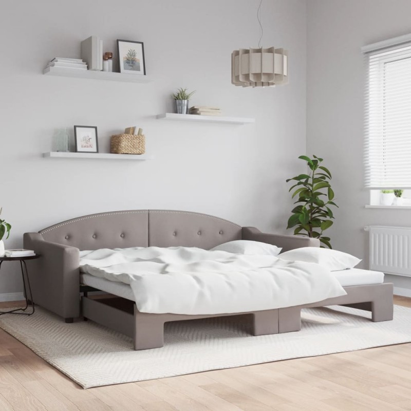 vidaXL Tagesbett Ausziehbar Taupe 100x200 cm Stoff vidaXL Tagesbett Ausziehbar Taupe 100x200 cm Stoff