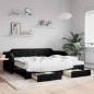 vidaXL Tagesbett Ausziehbar mit Schubladen Schwarz 100x200 cm Stoff vidaXL Tagesbett Ausziehbar mit Schubladen Schwarz 100x200 cm Stoff