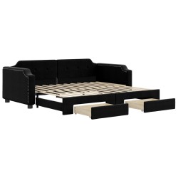 vidaXL Tagesbett Ausziehbar mit Schubladen Schwarz 100x200 cm Stoff