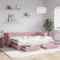 vidaXL Tagesbett Ausziehbar mit Schubladen Rosa 80x200 cm Samt vidaXL Tagesbett Ausziehbar mit Schubladen Rosa 80x200 cm Samt