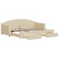 vidaXL Tagesbett Ausziehbar mit Schubladen Creme 80x200 cm Stoff vidaXL Tagesbett Ausziehbar mit Schubladen Creme 80x200 cm Stoff
