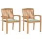 vidaXL Gartenstühle 2 Stk. mit Blattmuster Kissen Massivholz Teak vidaXL Gartenstühle 2 Stk. mit Blattmuster Kissen Massivholz Teak
