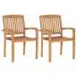 vidaXL Gartenstühle 2 Stk. mit Blattmuster Kissen Massivholz Teak vidaXL Gartenstühle 2 Stk. mit Blattmuster Kissen Massivholz Teak