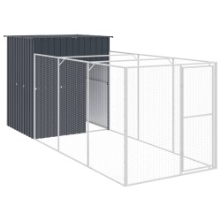 vidaXL Hundehütte mit Auslauf Anthrazit 165x455x181cm Verzinkter Stahl
