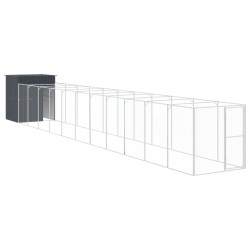 vidaXL Hundehütte mit Auslauf Anthrazit 165x1271x181 cm Stahl Verzinkt