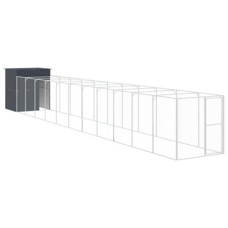 vidaXL Hundehütte mit Auslauf Anthrazit 165x1271x181 cm Stahl Verzinkt