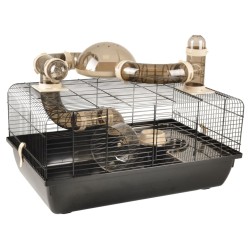 FLAMINGO Hamsterkäfig Figo 58x38x40 cm Schwarz und Braun
