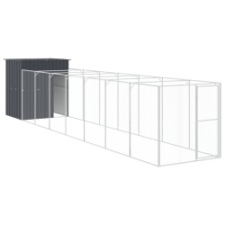 vidaXL Hundehütte mit Auslauf Anthrazit 165x863x181cm Verzinkter Stahl