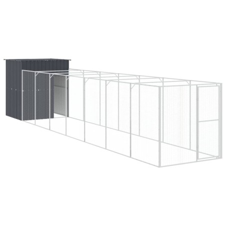 vidaXL Hundehütte mit Auslauf Anthrazit 165x863x181cm Verzinkter Stahl