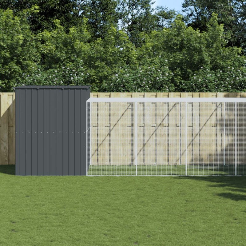 vidaXL Hundehütte mit Auslauf Anthrazit 214x1273x181 cm Stahl Verzinkt vidaXL Hundehütte mit Auslauf Anthrazit 214x1273x181 cm Stahl Verzinkt