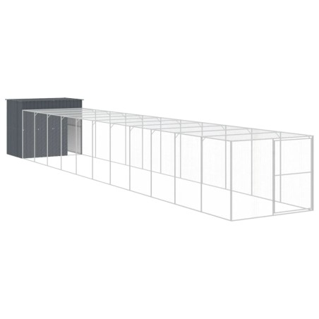vidaXL Hundehütte mit Auslauf Anthrazit 214x1273x181 cm Stahl Verzinkt