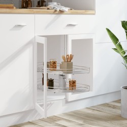 vidaXL 2-stufiger Küchen-Drahtkorb Silbern 180 Grad 85x44x80 cm