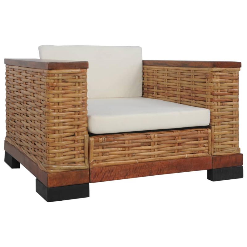 vidaXL Sessel mit Auflagen Braun Natur Rattan vidaXL Sessel mit Auflagen Braun Natur Rattan