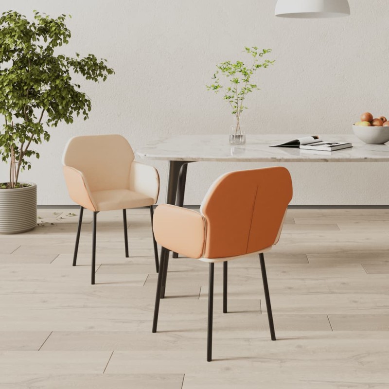 vidaXL Esszimmerstühle 2 Stk. Creme Stoff und Kunstleder vidaXL Esszimmerstühle 2 Stk. Creme Stoff und Kunstleder