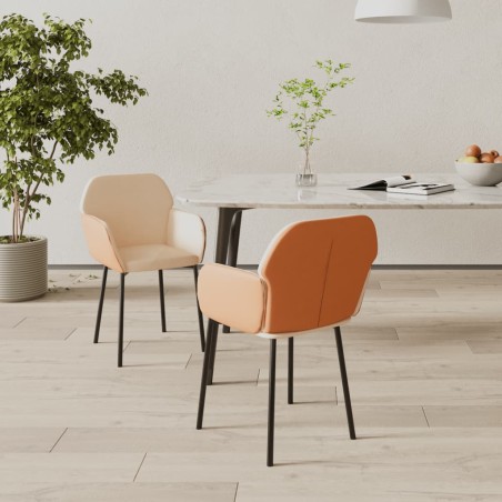 vidaXL Esszimmerstühle 2 Stk. Creme Stoff und Kunstleder