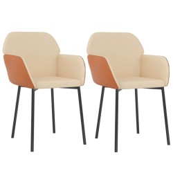 vidaXL Esszimmerstühle 2 Stk. Creme Stoff und Kunstleder