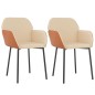 vidaXL Esszimmerstühle 2 Stk. Creme Stoff und Kunstleder vidaXL Esszimmerstühle 2 Stk. Creme Stoff und Kunstleder
