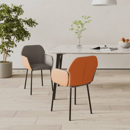 vidaXL Esszimmerstühle 2 Stk. Dunkelgrau Stoff und Kunstleder