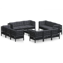 vidaXL 13-tlg. Garten-Lounge-Set mit Anthrazit Kissen Kiefernholz