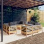 vidaXL 13-tlg. Garten-Lounge-Set mit Grauen Kissen Kiefernholz vidaXL 13-tlg. Garten-Lounge-Set mit Grauen Kissen Kiefernholz