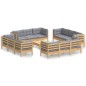 vidaXL 13-tlg. Garten-Lounge-Set mit Grauen Kissen Kiefernholz vidaXL 13-tlg. Garten-Lounge-Set mit Grauen Kissen Kiefernholz