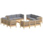 vidaXL 13-tlg. Garten-Lounge-Set mit Grauen Kissen Kiefernholz vidaXL 13-tlg. Garten-Lounge-Set mit Grauen Kissen Kiefernholz