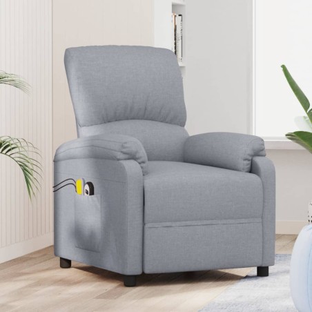 vidaXL Massagesessel mit Aufstehhilfe Hellgrau Stoff