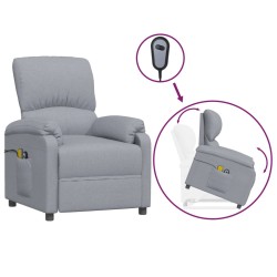 vidaXL Massagesessel mit Aufstehhilfe Hellgrau Stoff