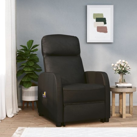 vidaXL Massagesessel mit Aufstehhilfe Schwarz Kunstleder