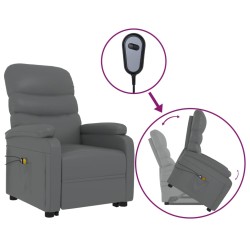 vidaXL Massagesessel mit Aufstehhilfe Grau Kunstleder