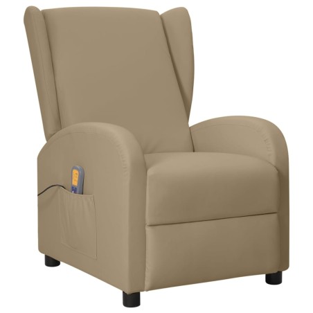 vidaXL Ohrensessel mit Massagefunktion Cappuccino-Braun Kunstleder