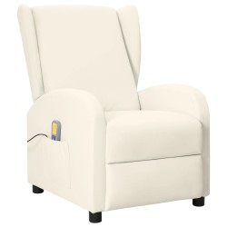 vidaXL Ohrensessel mit Massagefunktion Creme Kunstleder