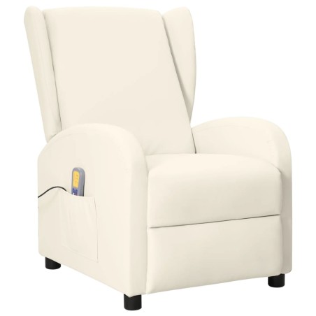 vidaXL Ohrensessel mit Massagefunktion Creme Kunstleder