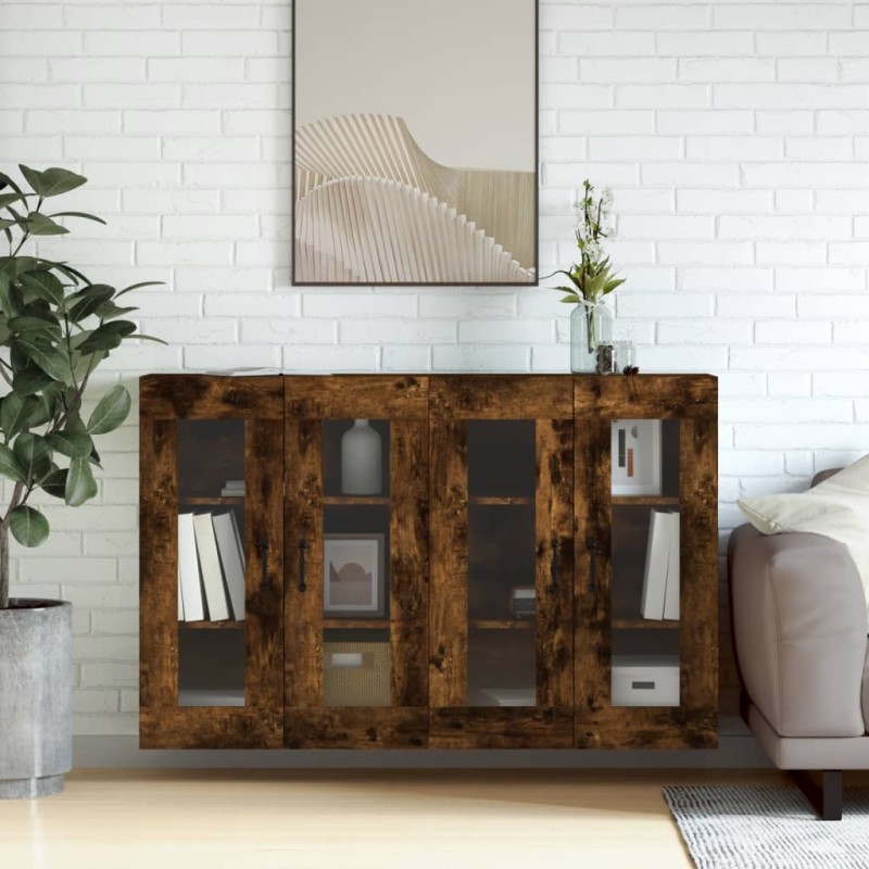 vidaXL Wandschränke 2 Stk. Räuchereiche Holzwerkstoff vidaXL Wandschränke 2 Stk. Räuchereiche Holzwerkstoff