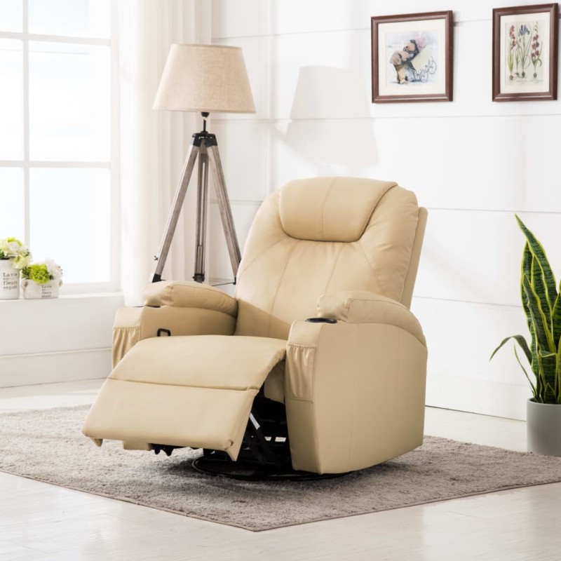 vidaXL Massage-Schaukelsessel Creme Kunstleder vidaXL Massage-Schaukelsessel Creme Kunstleder